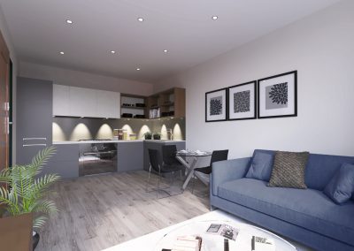 IconBlu One Bed Apartment Kitchen Living